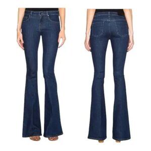 Victoria Beckham Denim Flare Leg Jeans Blue Dark Wash Size 28 Classic Designer
